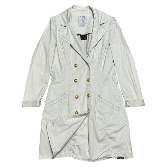 VIA UNICA Cotton Khaki Cargo Long Spring Fall Business Casual Jacket Coat Small - Picture 1 of 5